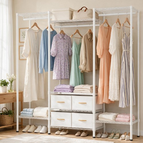 Large metal open wardrobe - metal,
