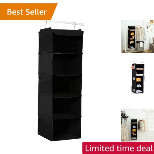 Compact black hanging wardrobe - hanging,